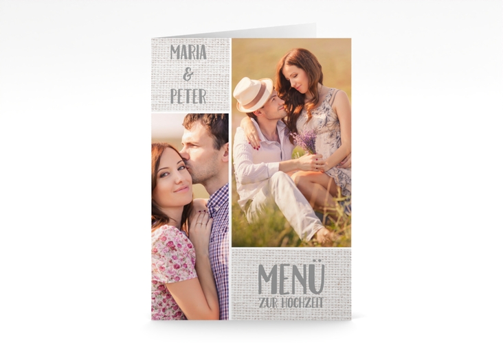 Menükarte Hochzeit Landliebe A5 Klappkarte hoch weiss