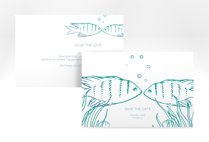 Save the Date-Karte "Ocean" A6 Karte quer mit Fischen