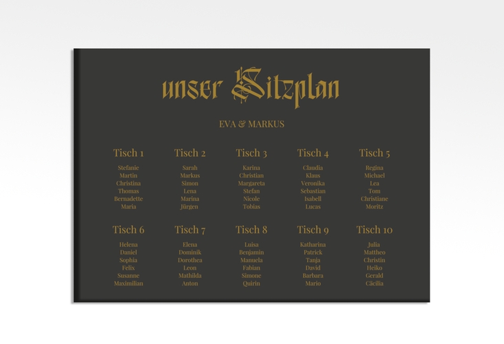 Sitzplan Leinwand Hochzeit Wednesday 70 x 50 cm Leinwand