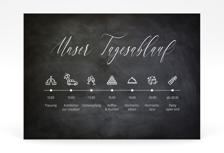 Tagesablauf Poster Hochzeit Chalkboard 70 x 50 cm Poster