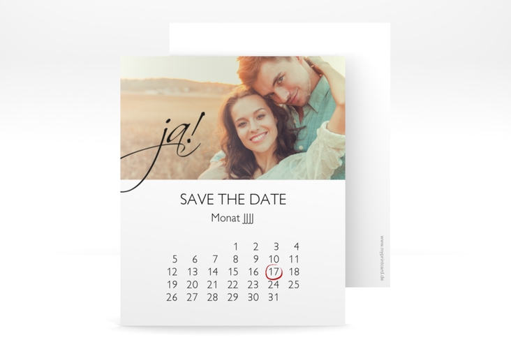 Save the Date-Kalenderblatt Clarity Kalenderblatt-Karte schwarz