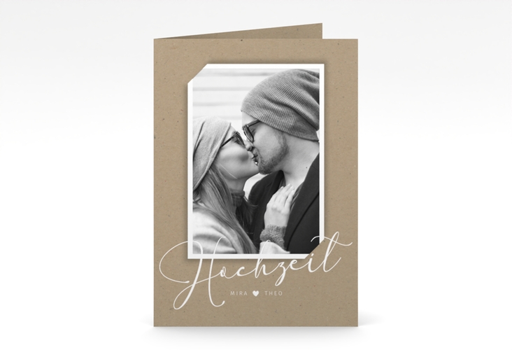 Einladungskarte Hochzeit Crafty A6 Klappkarte hoch mit Foto des Brautpaars