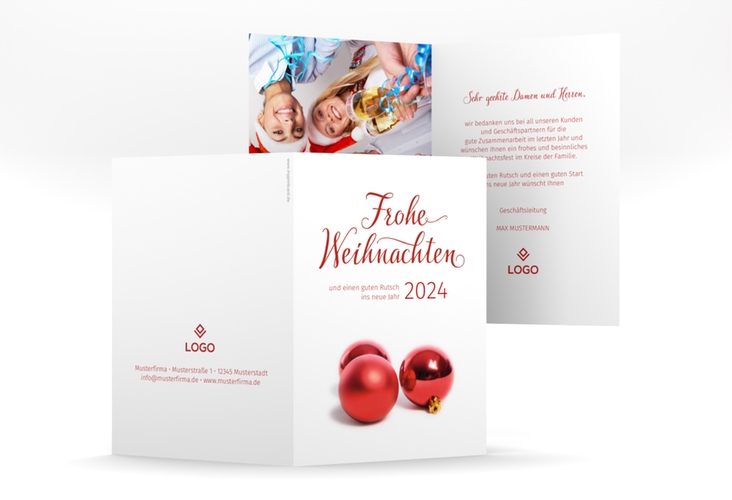 Business-Weihnachtskarte Weihnachtswunsch A6 Klappkarte hoch weiss