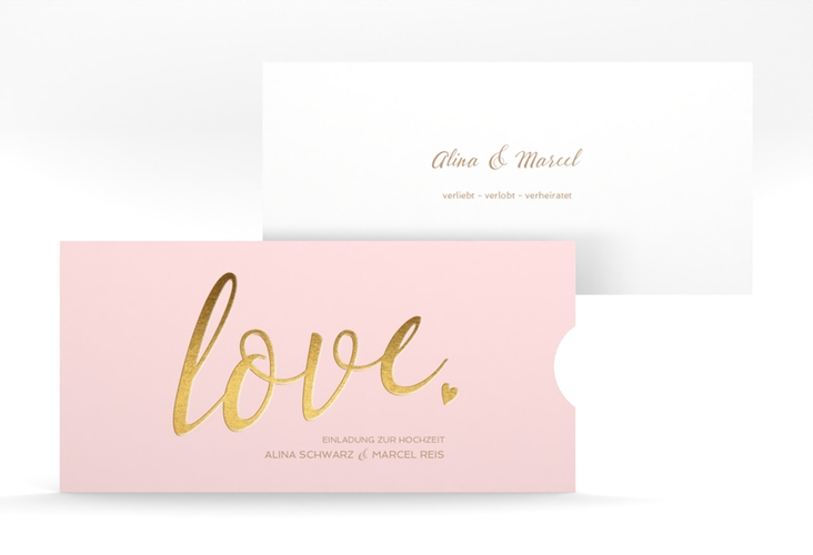 Hochzeitseinladung Glam Einsteckkarte rosa hochglanz