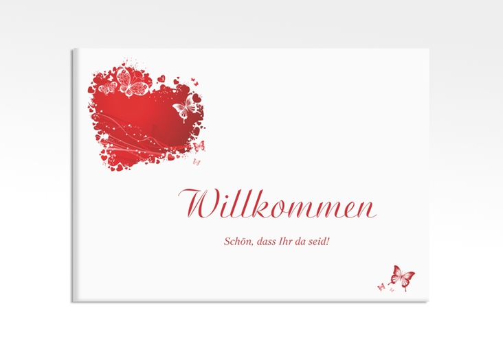 Willkommensschild Leinwand Mailand 70 x 50 cm Leinwand rot