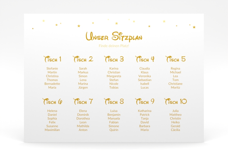 Sitzplan Poster Hochzeit Castle 70 x 50 cm Poster gold