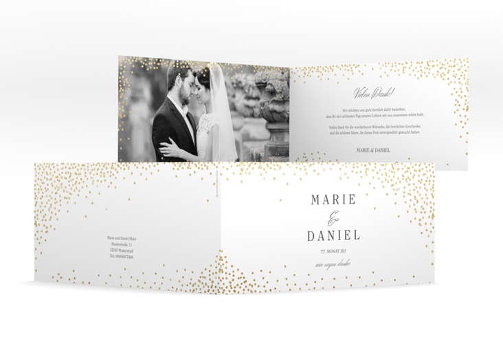 Danksagung Hochzeit Glitter lange Klappkarte quer