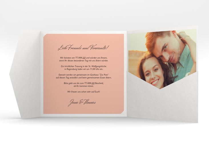 Hochzeitseinladung Letters Pocketfold apricot