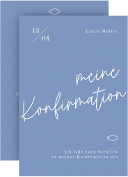 Klick: Details zu Konfirmationseinladung "Rein" anzeigen Konfirmationseinladung Rein A6 Karte hoch blau