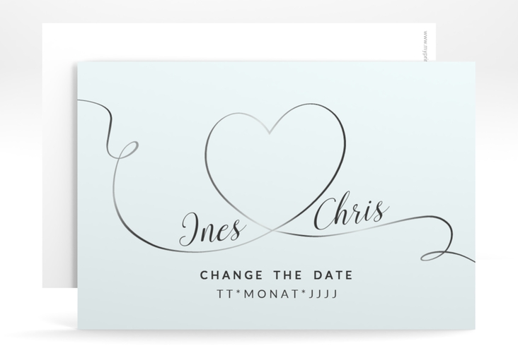 Change the Date-Karte Hochzeit Dolce A6 Karte quer tuerkis hochglanz