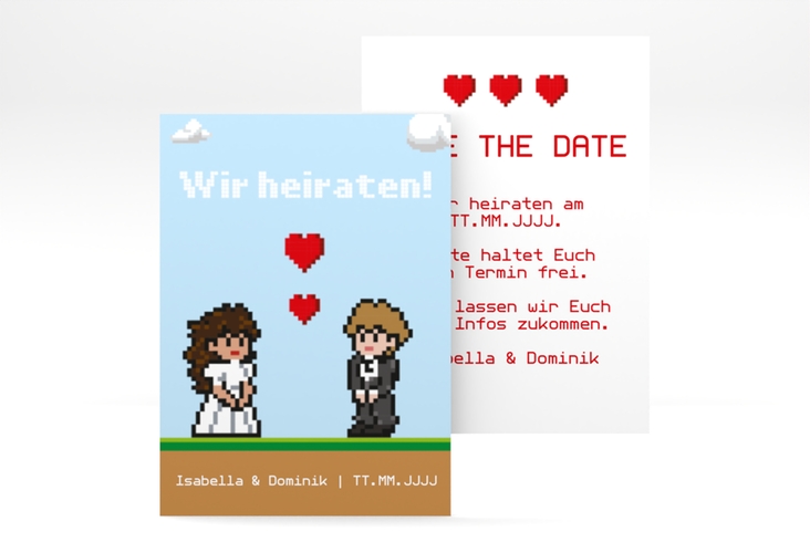 Save the Date-Visitenkarte Pixel Visitenkarte hoch