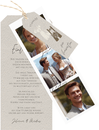 Klick: Details zu Hochzeitseinladung "Trachtenhochzeit" anzeigen Hochzeitseinladung Trachtenhochzeit Kartentrio beige mit Dirndl und Lederhose