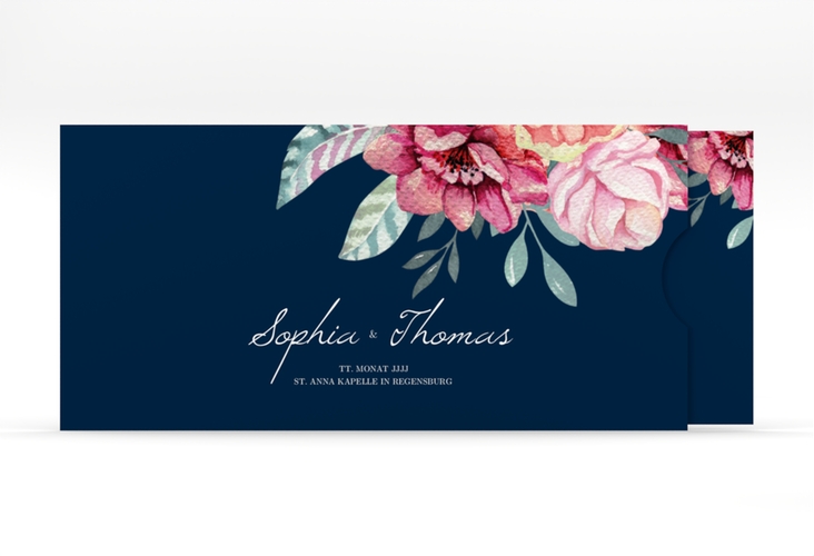 Hochzeitseinladung Blooming Einsteckkarte blau