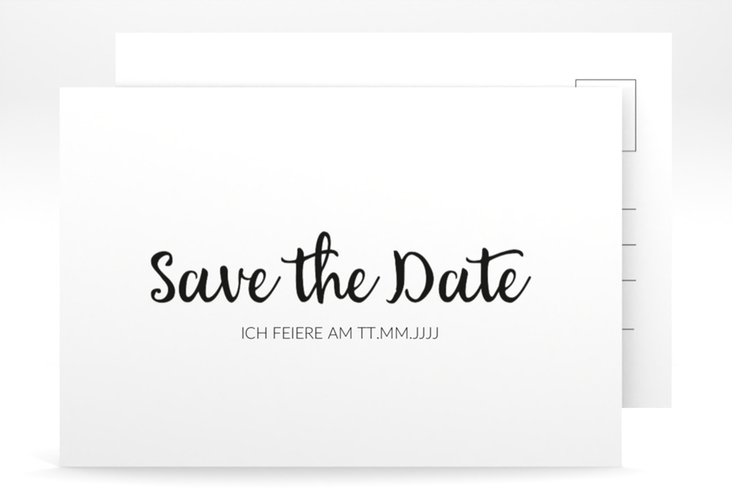 Save the Date-Postkarte Geburtstag Handwriting A6 Postkarte schwarz