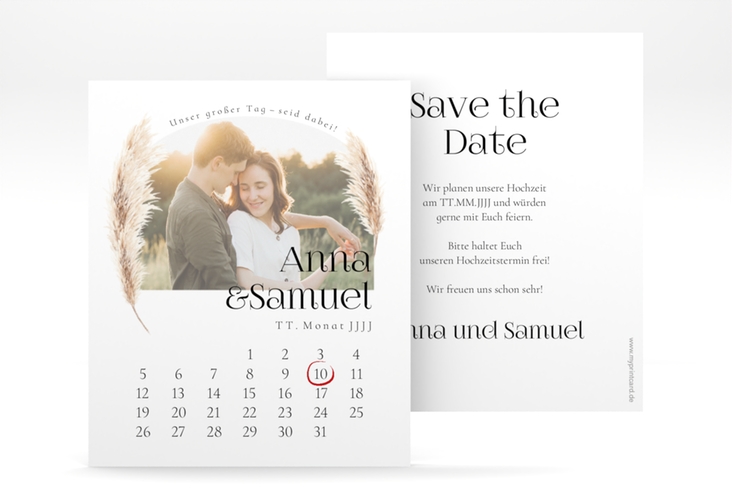 Save the Date-Kalenderblatt Boholove Kalenderblatt-Karte weiss hochglanz