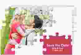 Save the Date-Postkarte Puzzle A6 Postkarte rot