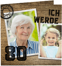 Einladung 80. Geburtstag Lifetime quadr. Klappkarte braun