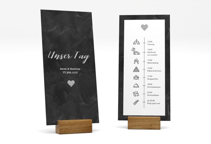 Tagesablauf Hochzeit Sparkly lange Karte hoch grau hochglanz