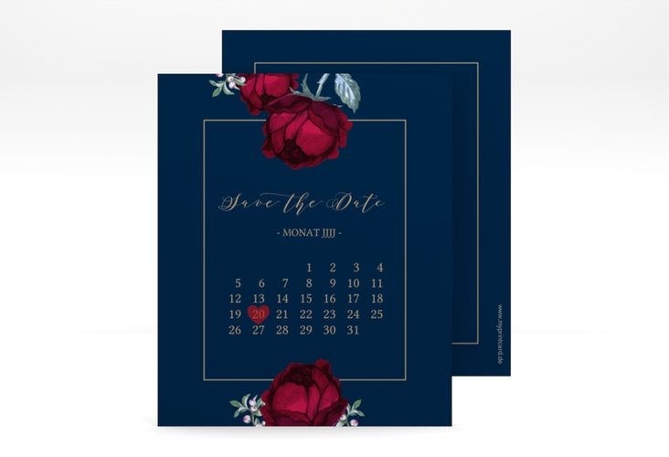 Save the Date-Kalenderblatt Peonies Kalenderblatt-Karte hochglanz elegant mit Pfingstrosen