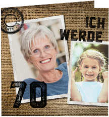 Einladung 70. Geburtstag Lifetime quadr. Klappkarte braun