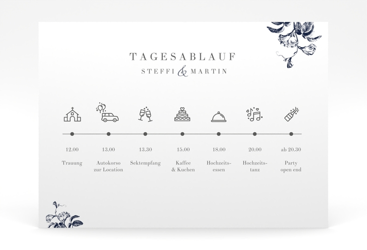Tagesablauf Poster Hochzeit Magnificent 70 x 50 cm Poster blau