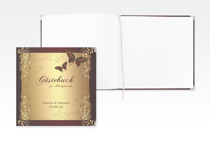 Gästebuch Selection Hochzeit Toulouse Leinen-Hardcover rot mit Schmetterlingen und Schnörkeln
