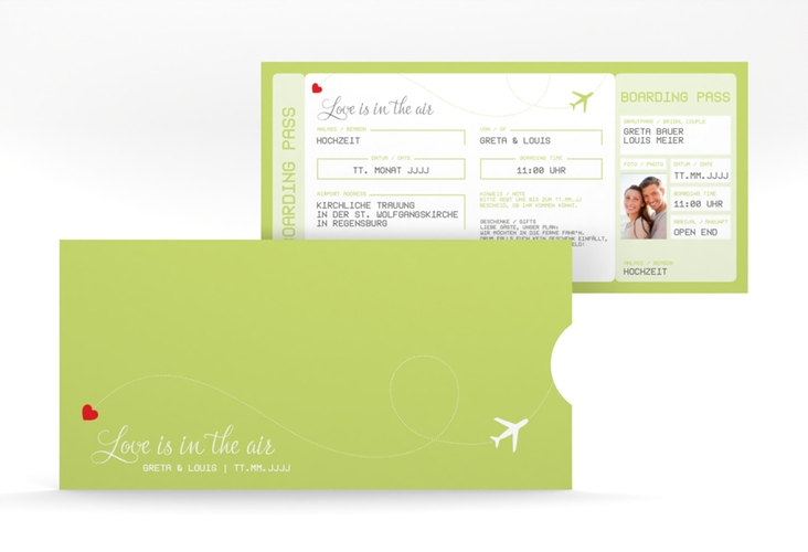 Hochzeitseinladung Weddingpass Einsteckkarte gruen