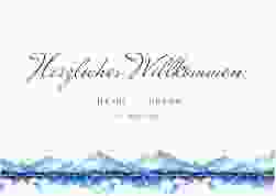 Willkommensschild Poster Bergliebe 70 x 50 cm Poster blau mit Gebirgspanorama für Berghochzeit