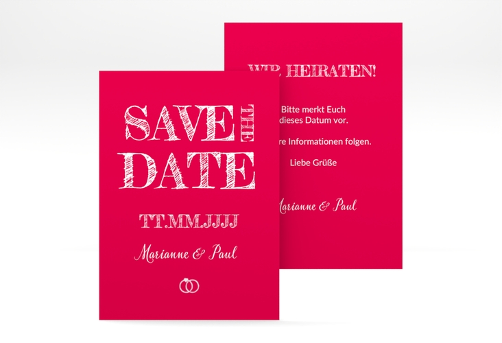 Save the Date-Visitenkarte Rise Visitenkarte hoch pink hochglanz