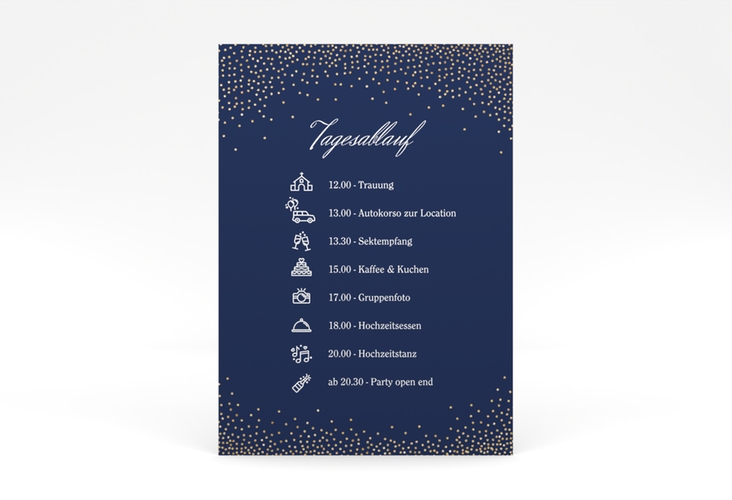 Tagesablauf Poster Hochzeit Glitter 50 x 70 cm Poster blau
