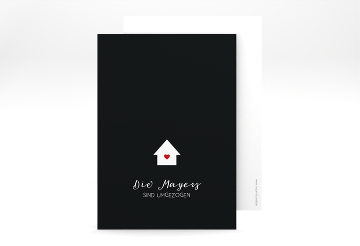 Party Einladungskarte Heimat A6 Karte hoch schwarz mit kleinem Häuschen