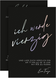 Einladung 40. Geburtstag Pastell Schrift A6 Karte hoch bunt