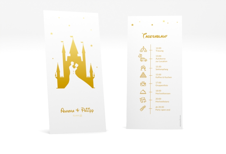 Tagesablauf Hochzeit Castle lange Karte hoch gold