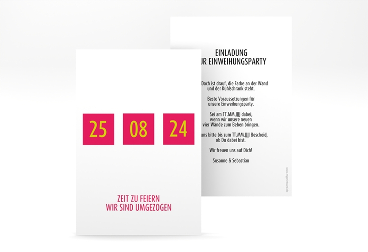 Party Einladungskarte Diem A6 Karte hoch pink