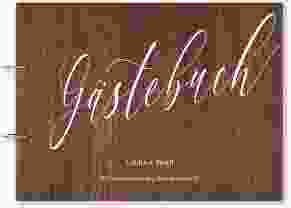 Gästebuch Holzcover Nussbaum Kalligrafie Holz-Cover, bedruckt beige