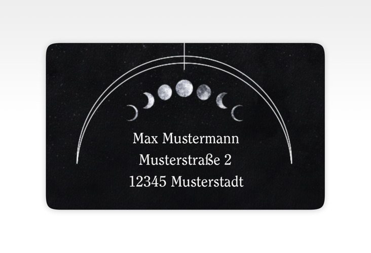Empfängeretikett Hochzeit Mondphase 63,5 x 38,1 mm schwarz