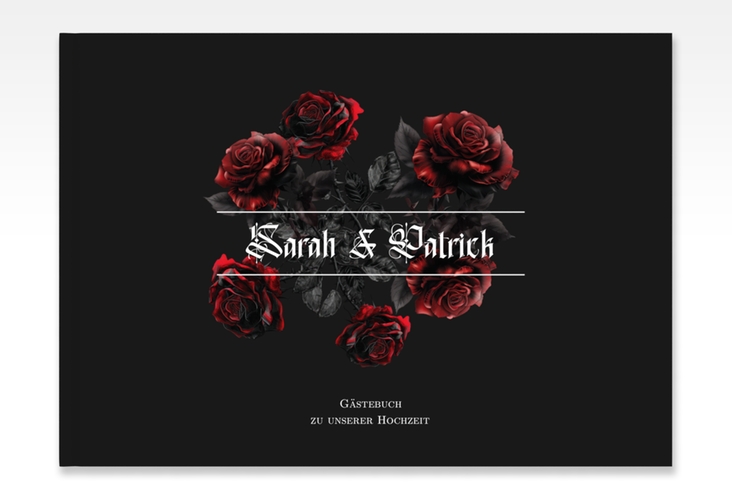 Gästebuch A4 quer Gothic Rose A4 quer, Hardcover schwarz