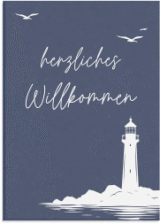 Willkommensschild Leinwand "Leuchtturm"