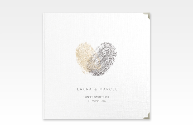 Gästebuch Selection Hochzeit Fingerprint Leinen-Hardcover beige schlicht mit Fingerabdruck-Motiv