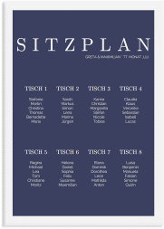 Klick: Details zu Sitzplan Leinwand Hochzeit "Simply" anzeigen Sitzplan Leinwand Hochzeit Simply 50 x 70 cm Leinwand blau