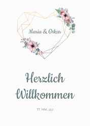 Willkommensschild Poster "Herzgold"