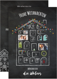 Weihnachtskarte Adventskalender A6 Karte hoch schwarz