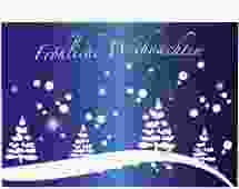 Business-Weihnachtskarte Tannen A6 Klappkarte quer blau