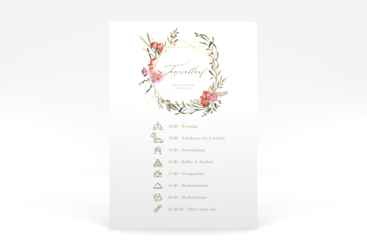 Tagesablauf Poster Hochzeit Sommergarten 50 x 70 cm Poster
