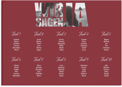 Sitzplan Leinwand Hochzeit Letters 70 x 50 cm Leinwand rot