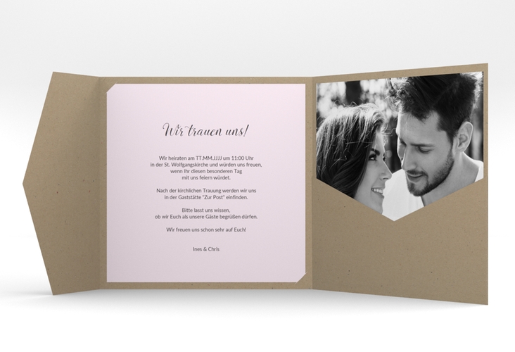 Hochzeitseinladung Dolce Pocketfold rosa