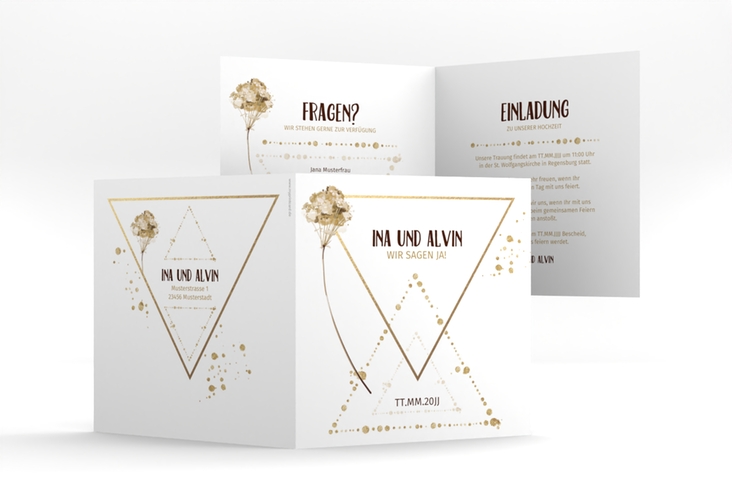 Hochzeitseinladung Triangle quadr. Klappkarte