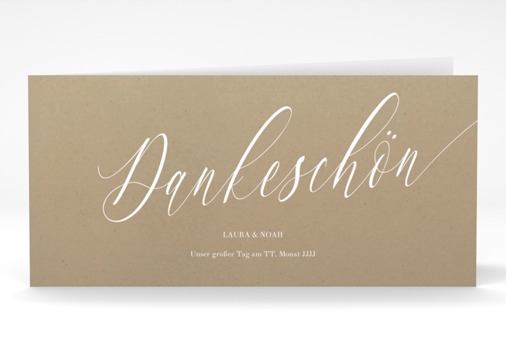 Danksagung Hochzeit Kalligrafie lange Klappkarte quer Kraftpapier hochglanz