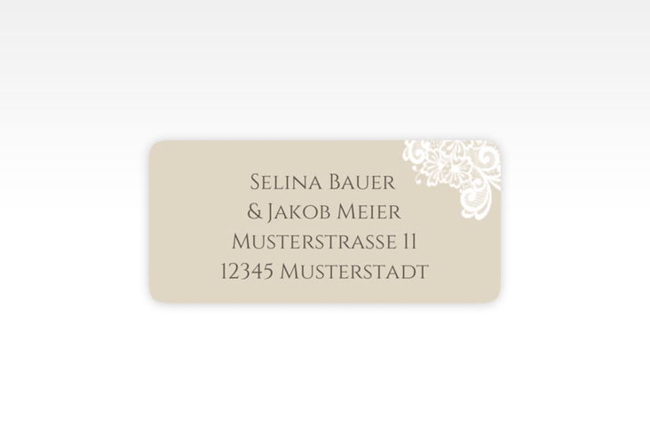 Absenderetikett Hochzeit Vintage 45,7 x 21,2 mm beige mit floraler Spitze