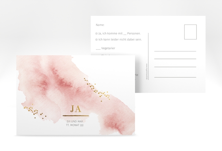 Antwortkarte Hochzeit Pastell A6 Postkarte rosa